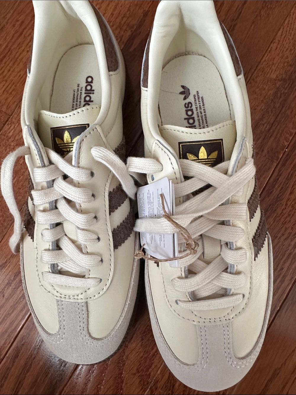 adidas Cream and Brown Low-Top Retro Samba Sneakers - Picture 2 of 5